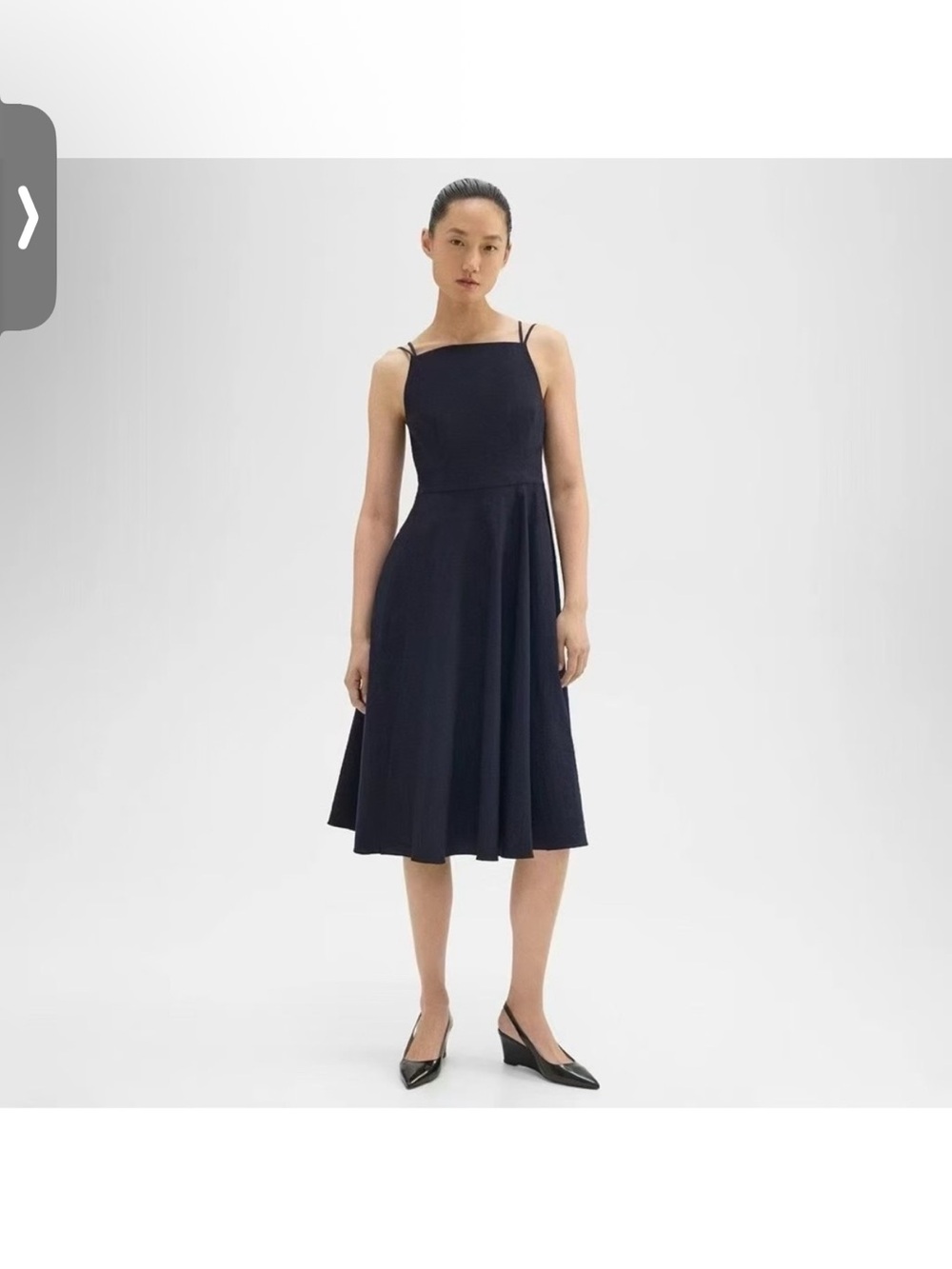 Theory Black Midi Dress with Thin Straps
